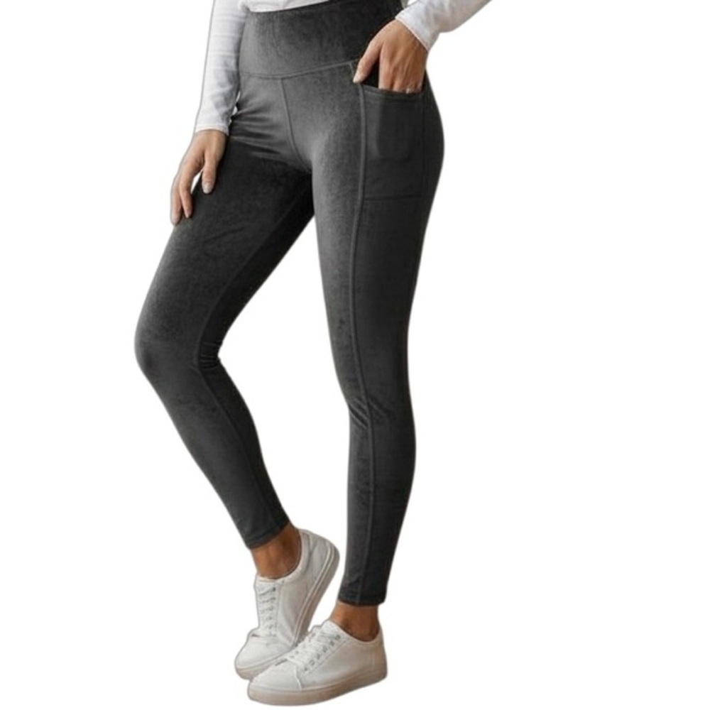 Athleta Midnight Black Tall Velour Leggings